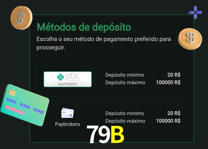 O cassino 79B oferece uma grande variedade de métodos de pagamento